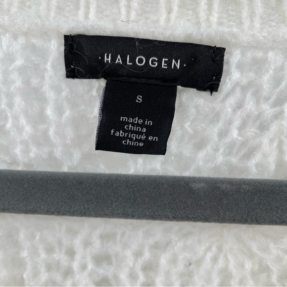 Halogen Wool Mohair Blend Open Knit Long Sleeve Soft White Long Sleeve Sweater - Picture 2 of 8